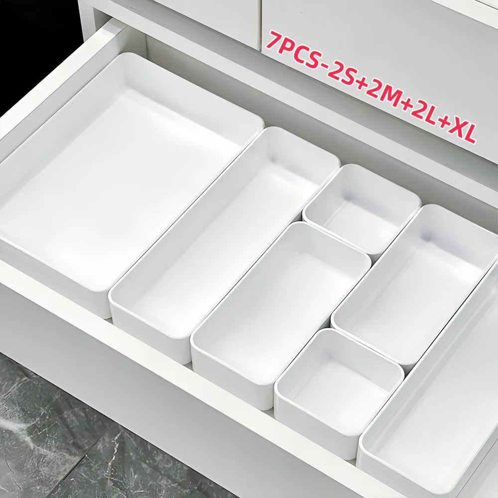 7pcs Set of Drawer Organizers, Designed to Separate Cosmetics And Skincare Products on Your Vanity, Suitable for Drawers of All Sizes, Desk & Drawer Organizer for Home Storage