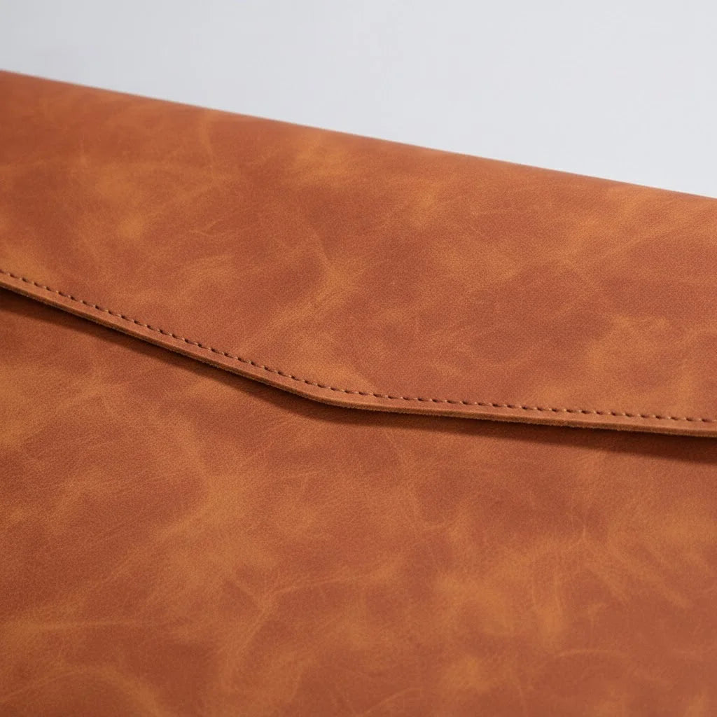 A4 Leather Document Folder, Thick Waterproof Portfolio Envelope, Snap Button File Bag, Large Capacity Business Portfolio Pouch for Contracts, Invoices & Paper Storage, Portable Office Document Holder