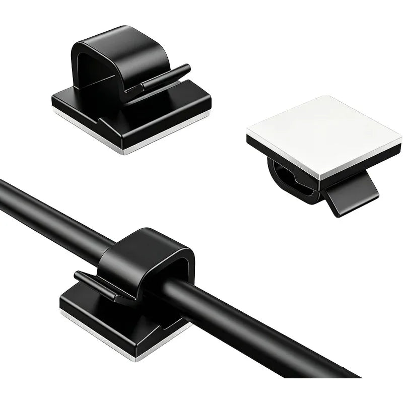 20 Pack Adhesive Cable Clips for Cord Management, Small Wire Holders for Desk Wall Car, Strong Sticky Cable Organizer for Phone Charger, USB, TV, Ethernet & More (20, Black)