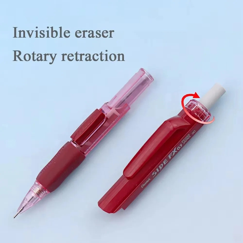 2Pcs Pentel PD255 Mechanical Pencils 0.5mm Side Extrusion Lead Eraser Head Retractable Classic Cute School Supplies Stationery Drawing Pencil Set