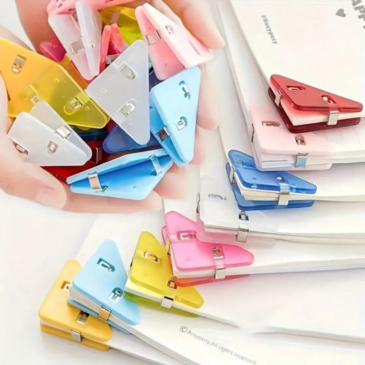 30-Pack Triangular File Folders, Durable PP Plastic Document Organizers with Secure Page Clips and Metal Reinforced Edges, Assorted Colors for Office, School & Home