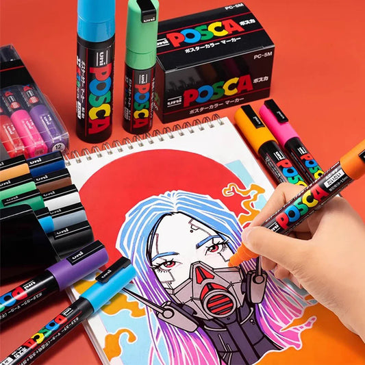 15Colors Uni Posca Marker Pen Set,Acrylic Marker Pens Pc-5M Pop Poster Pen/Graffiti Advertisement Art Stationery