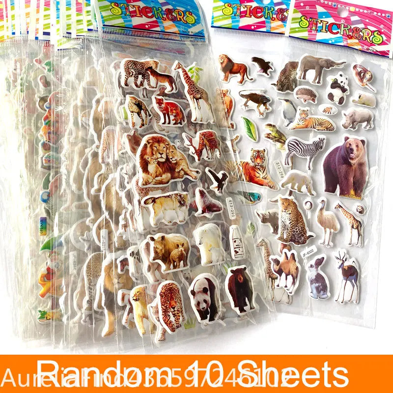 10 Sheets 3D Puffy Animal Stickers Bulk Scrapbook Decor Stickers Birthday New Year Christmas Gift for Kids