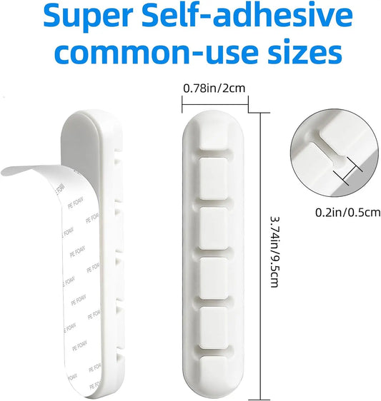 2 Packs Cable Clips, Cable Organizers for Cords, Cable Holder,Cord Organizer, Cord Holder for Desk,Car,Home and Office (5 Slots),White