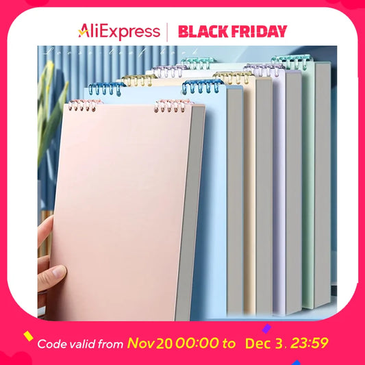 A5 Refillable Spiral Notebook - Top Coil Binding Lined Journal, Removable Tearable Pages for Notes, Planner Notepad for Office or School,