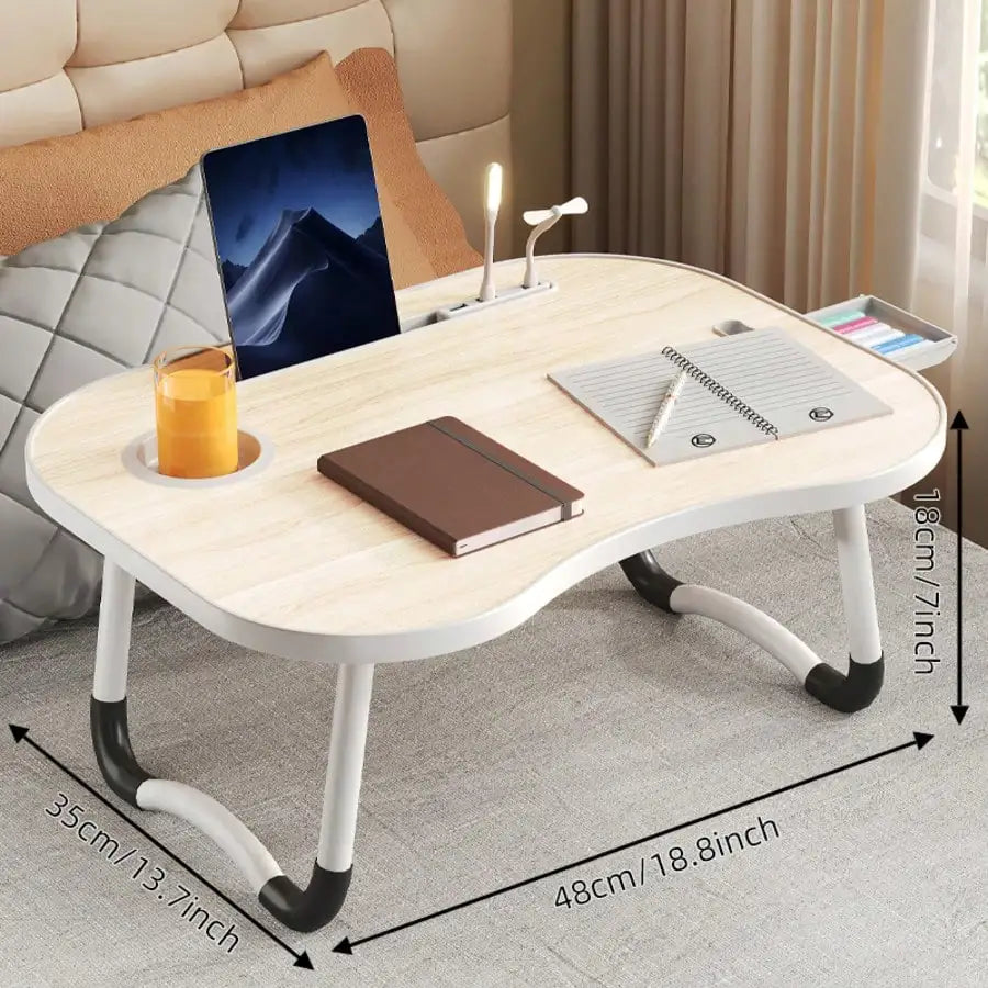 DYJ DAYIKA-S Portable Laptop Desk, With Card Slots And Cup Holders, A Folding Desk. Strong, Stable, Space-Saving, Suitable For Laptop Use On Bed, Simple Dining, Painting, Design, Etc.