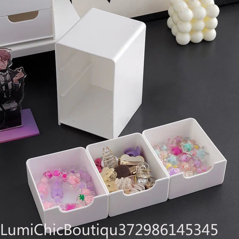 3‑Tier Multifunctional Desk Organizer With Drawers Large Capacity Desktop Storage Box For Makeup Jewelry Cosmetic Vanity Counter Organizer