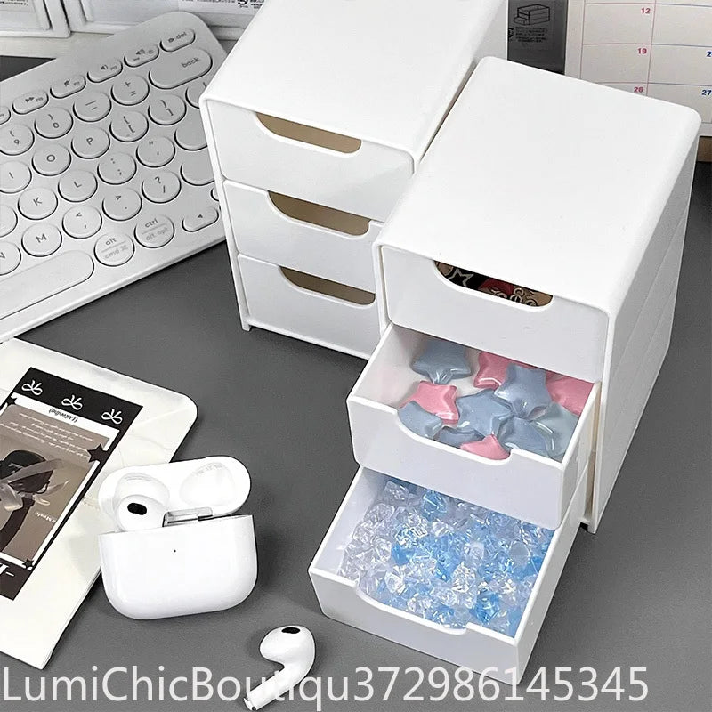 3‑Tier Multifunctional Desk Organizer With Drawers Large Capacity Desktop Storage Box For Makeup Jewelry Cosmetic Vanity Counter Organizer