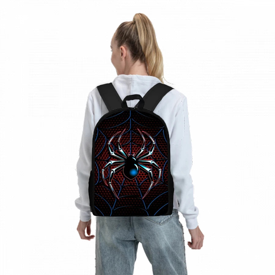 Spider Pattern Three Piece Set Backpacks For Boy And Girls 3D Cartoon School Backpack