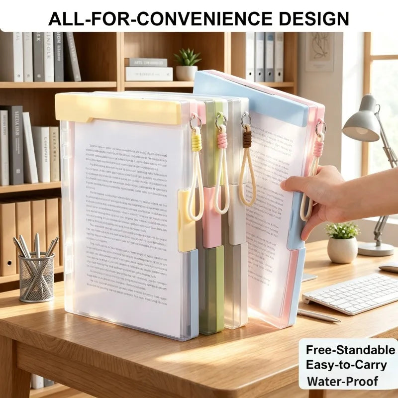 1 Pack Thickened ABS Storage Clipboard 13.3×9.88 Inch Portable Writing Board with Built-in Storage & Clear Lid, Multi-Color Document Holder