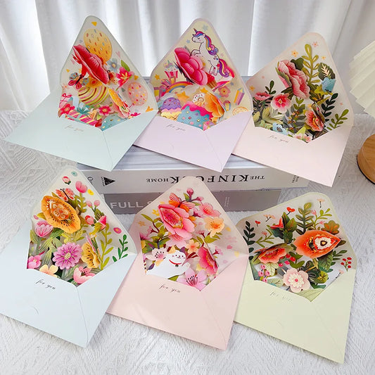 Greeting Card Flowers Cat Pop Up Card 3D Greeting Cards for Birthday, Anniversary, Thank You, Thanksgiving, Christmas, Get Well,