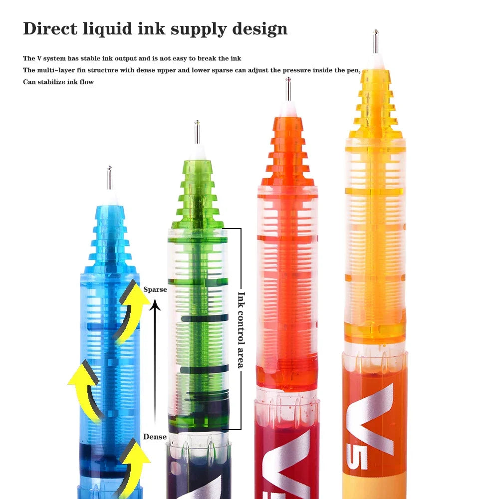 12pcs Pilot BX-V5 Gel Pens Hi Straight Liquid Pen Large Capacity Quick-drying Ink 0.5mm Needle Point Stationery