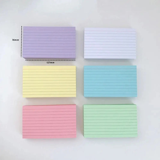 50Sheets Colored Index Cards Portable Horizontal Line Notepad Colorful Learning Flashcards DIY Memo Pads Creative Pocket Paper