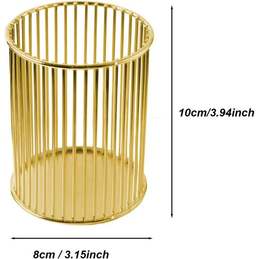 Gold Metal Pen Holder Cup for Desk Makeup Brushes Pencil Holders Home Office Organizer