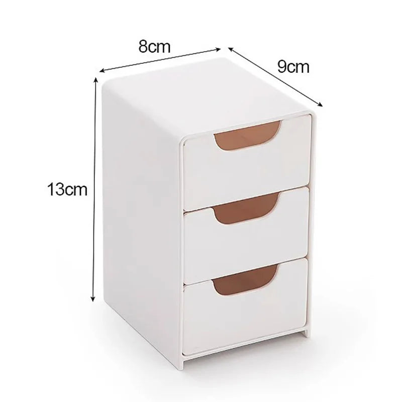 3‑Tier Multifunctional Desk Organizer With Drawers Large Capacity Desktop Storage Box For Makeup Jewelry Cosmetic Vanity Counter Organizer