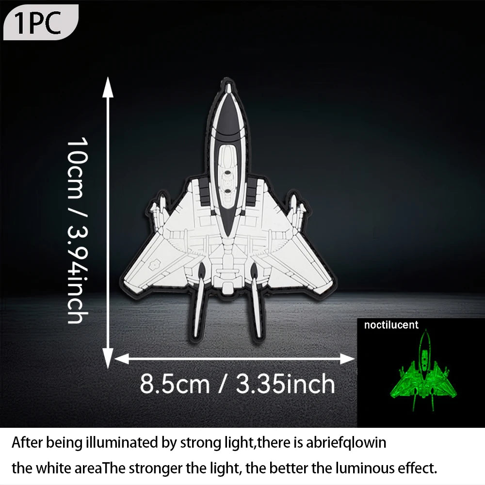 Fighter Jet Shaped PVC Morale Patch Hook & Loop Military Aircraft Patches For Backpack Clothing