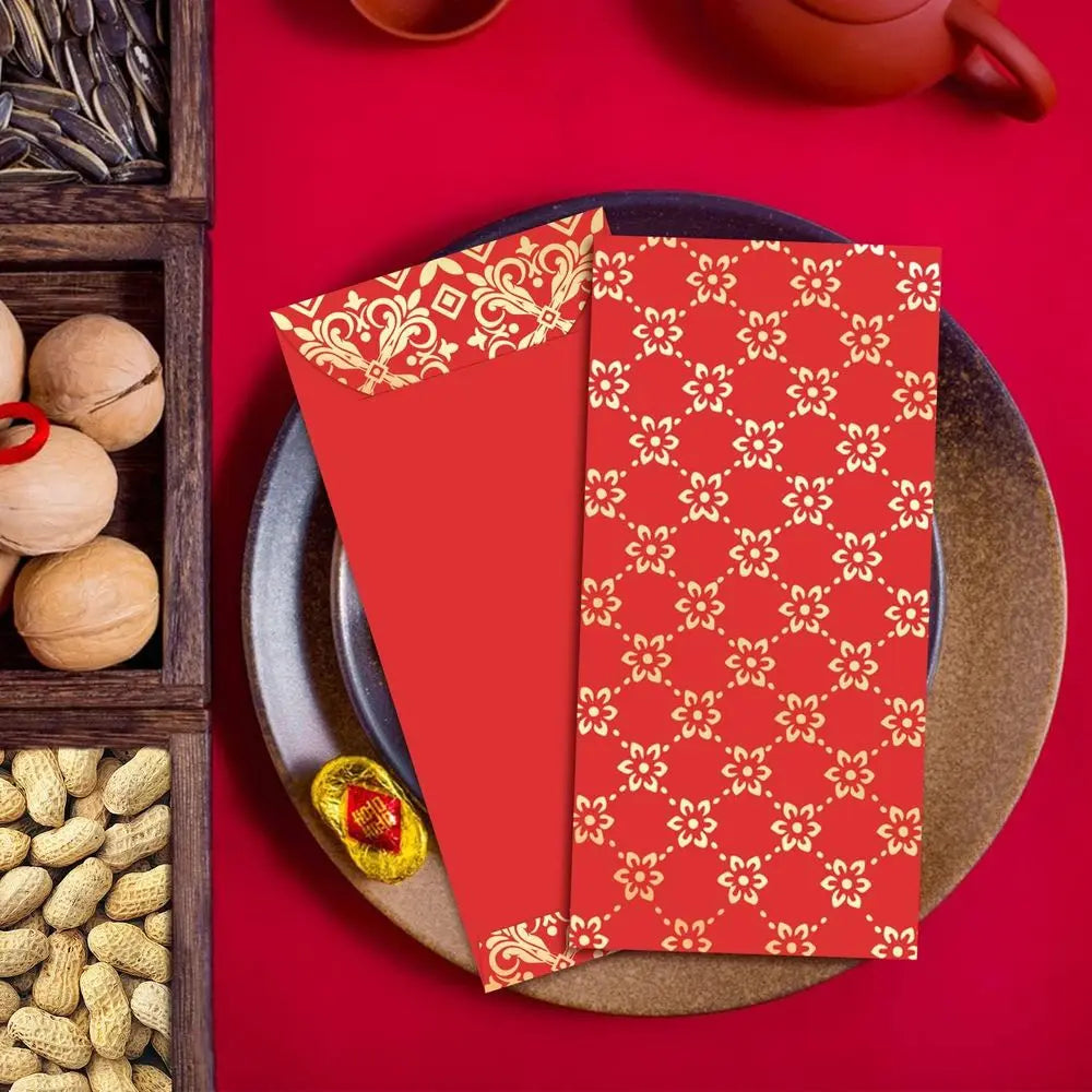 Chinese New Year 2026 Red 66-Piece Fortune Envelopes, 6 Designs, for Lunar Festival, Birthdays, and Weddings