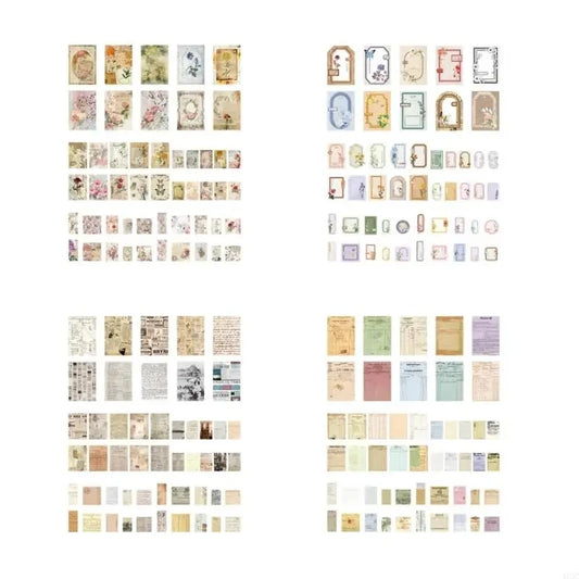 100pcs/pack Decor Scrapbook Vintage Materials Paper Combo Kit DIY Junk Journal Collage Photo Album Retro Background Paper