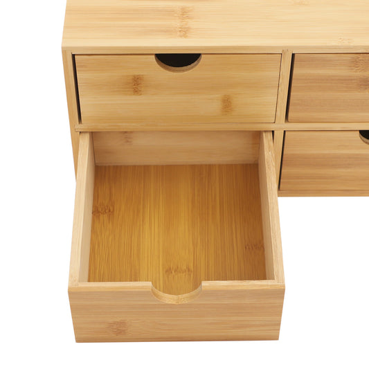 4-Drawer Tabletop Storage Organizer, Bamboo Desk Organizer, Desktop Tabletop Storage Caddy, 33*19*16 cm/12.99*7.48*6.3 in