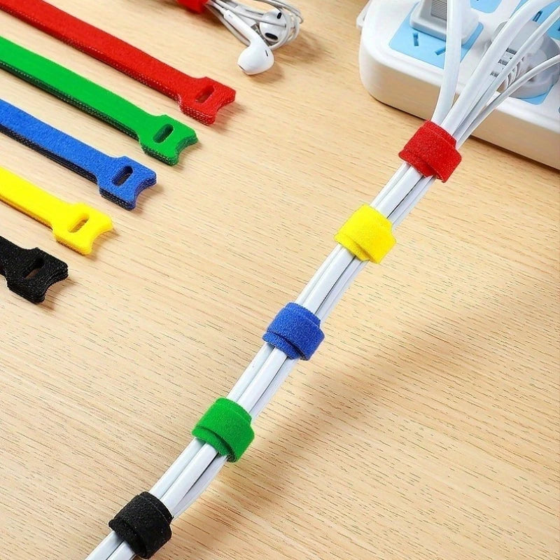 50 Pack Adjustable Cord Organizers, 1.2cm Wide Hook & Loop Ties, Tangle-Free Cable Management for Home, Office, Travel