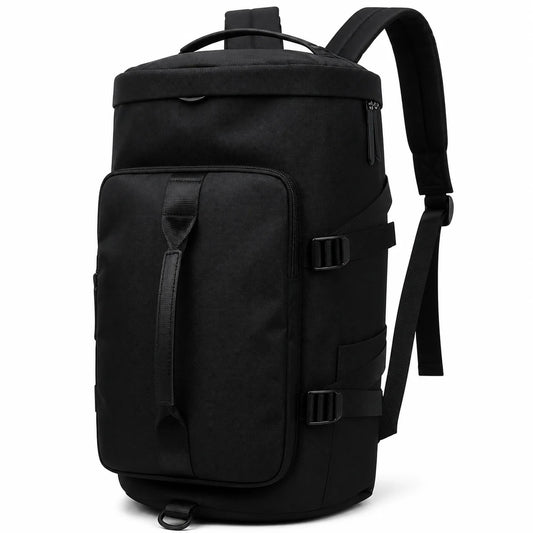 Waterproof Backpack Oxford Fabric, Black Everyday Daypack with Top Handle and Front Pocket, Wear Resistant Polyester Lined