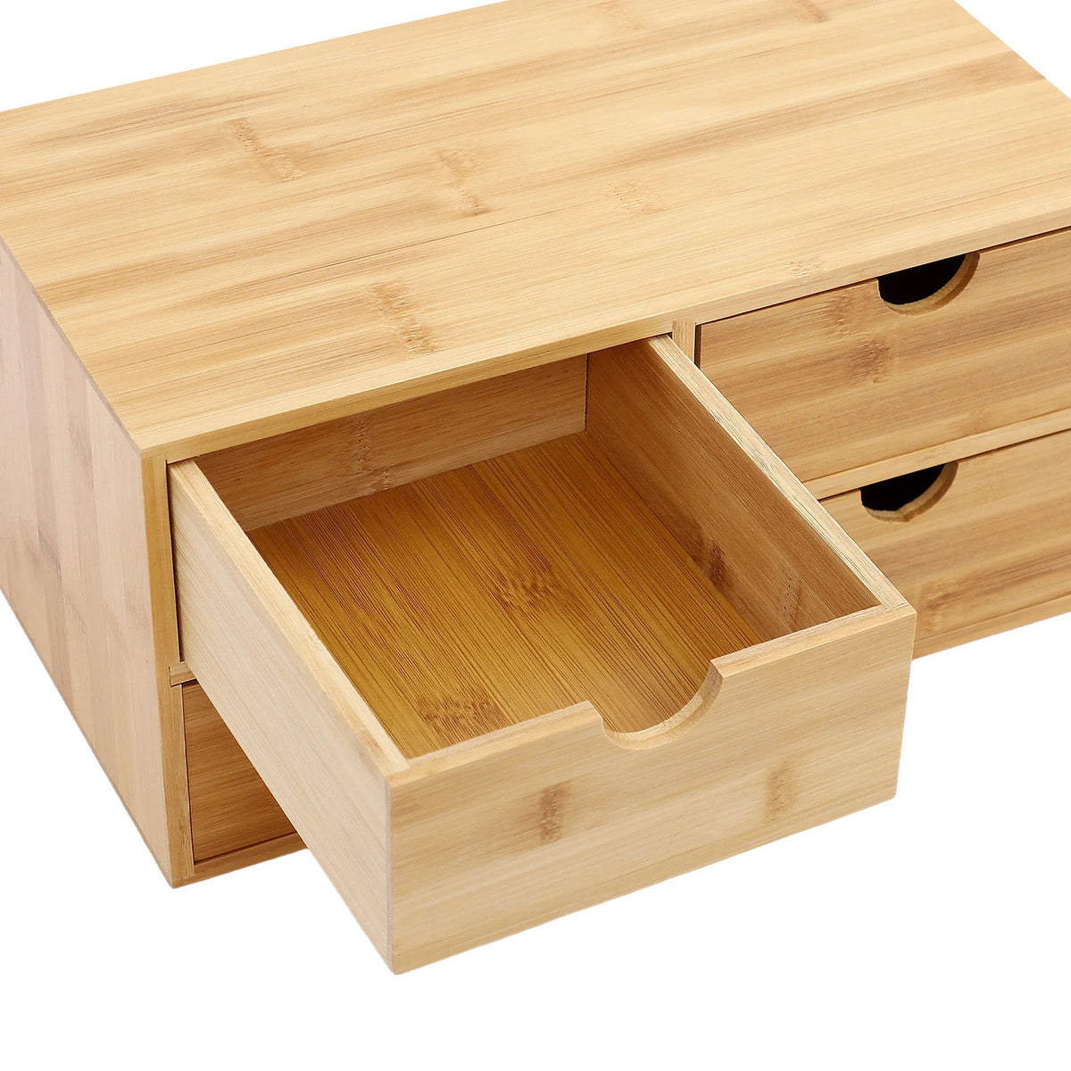 NEWEST Bamboo Desk Organizer, 4 Drawer Mini Desk Drawer, Desk Drawer Storage Box, for Office and Home