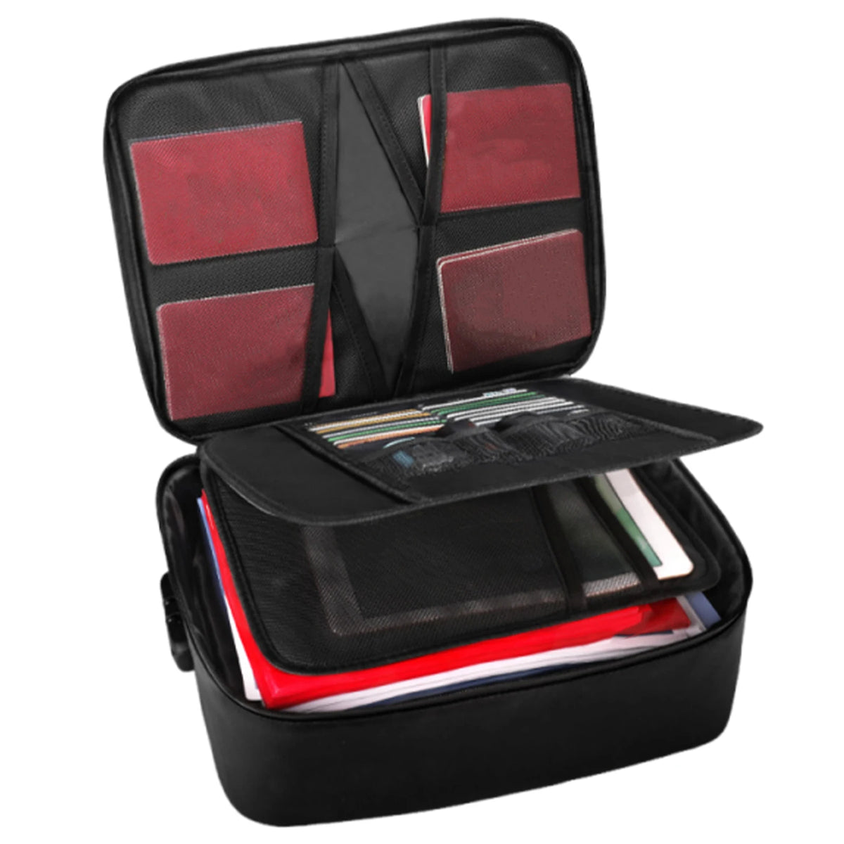 Document Bag with Water-Resistant Zipper Portable Travel Home Organizer Bag for Laptop Passport Certificates Cards
