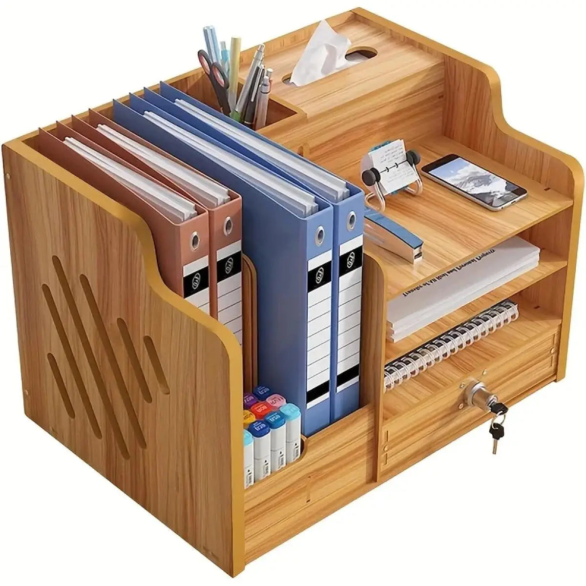 Desk Paper Storage Box Wooden Document Organizer Stackable Paper Tray for Home Office School Tray Holder