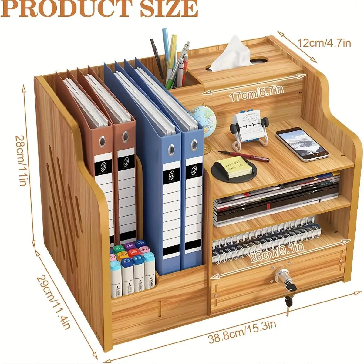 Desk Paper Storage Box Wooden Document Organizer Stackable Paper Tray for Home Office School Tray Holder