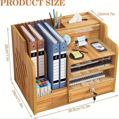Desk Paper Storage Box Wooden Document Organizer Stackable Paper Tray for Home Office School Tray Holder