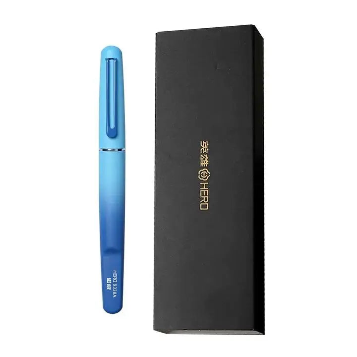 HERO 9338A Magnetic Fountain Pen 0.38mm Iridium EF Nib Frosted Gradient Metal Body Fingerprint Proof Ergonomic Grip Quick Dry Ink Smooth Writing, Anti-Skip & Anti-Blob