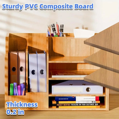 Desk Paper Storage Box Wooden Document Organizer Stackable Paper Tray for Home Office School Tray Holder