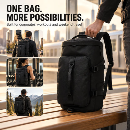 Waterproof Backpack Oxford Fabric, Black Everyday Daypack with Top Handle and Front Pocket, Wear Resistant Polyester Lined