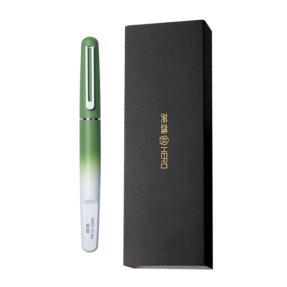 HERO 9338A Magnetic Fountain Pen 0.38mm Iridium EF Nib Frosted Gradient Metal Body Fingerprint Proof Ergonomic Grip Quick Dry Ink Smooth Writing, Anti-Skip & Anti-Blob