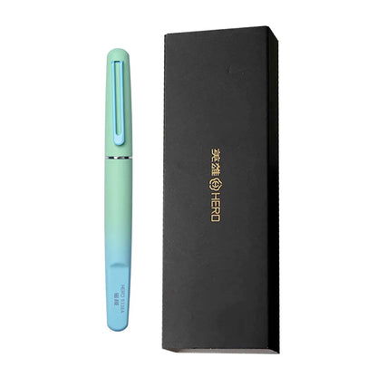 HERO 9338A Magnetic Fountain Pen 0.38mm Iridium EF Nib Frosted Gradient Metal Body Fingerprint Proof Ergonomic Grip Quick Dry Ink Smooth Writing, Anti-Skip & Anti-Blob