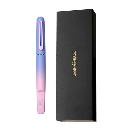 HERO 9338A Magnetic Fountain Pen 0.38mm Iridium EF Nib Frosted Gradient Metal Body Fingerprint Proof Ergonomic Grip Quick Dry Ink Smooth Writing, Anti-Skip & Anti-Blob
