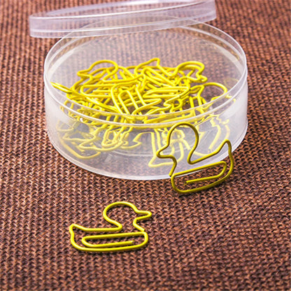 20Pcs/Box Cute Duck Animal Metal Bookmark Paper Clips For Book Marker Binder Photo Memo Clip Stationery School Supplies