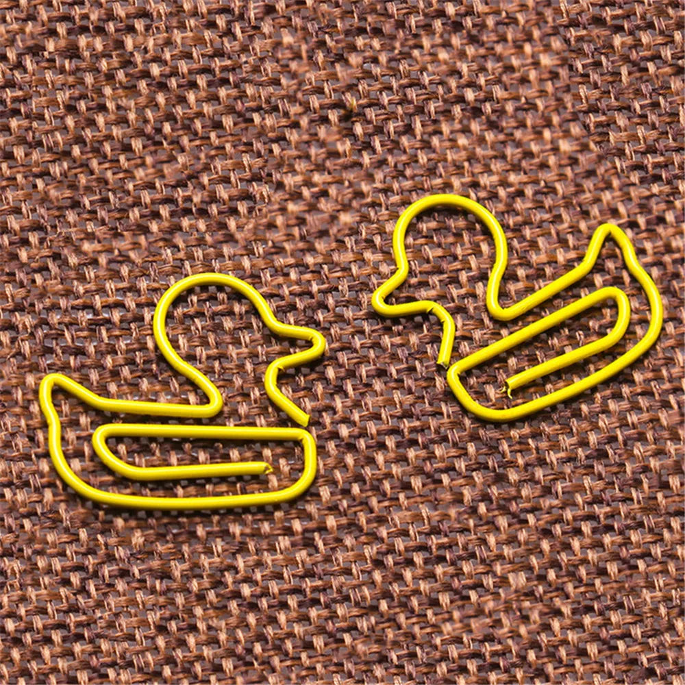 20Pcs/Box Cute Duck Animal Metal Bookmark Paper Clips For Book Marker Binder Photo Memo Clip Stationery School Supplies