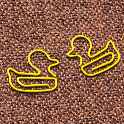 20Pcs/Box Cute Duck Animal Metal Bookmark Paper Clips For Book Marker Binder Photo Memo Clip Stationery School Supplies