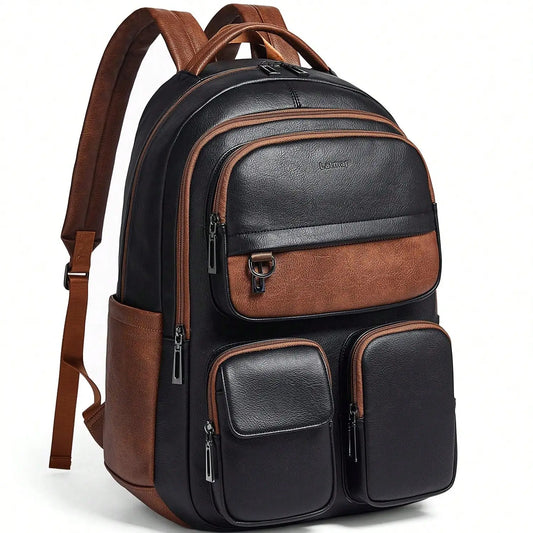 LATMAP Vegan Leather Backpack 17 Inch Laptop Backpack For Travel Multipurpose Design College Handbag Shoulder Bag