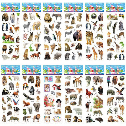 10 Sheets 3D Puffy Animal Stickers Bulk Scrapbook Decor Stickers Birthday New Year Christmas Gift for Kids