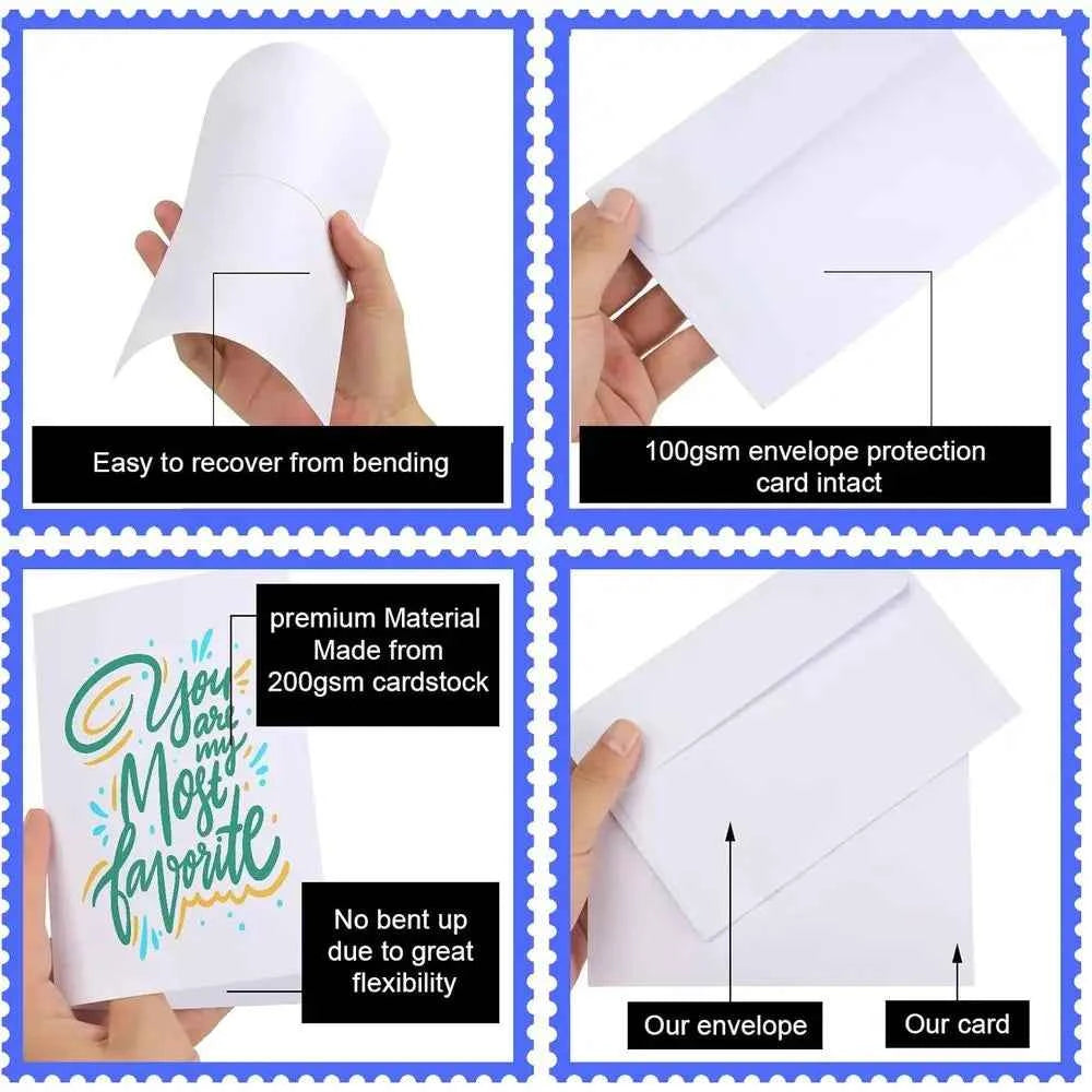 4x6 Inch 30-Piece White Invitation Cardstock with 30 Thank You Blank Greeting Cards for DIY Custom Printing