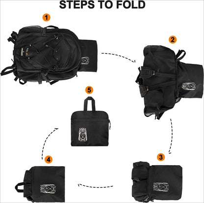 45L Foldable Water Resistant Hiking Backpack With Rain Cover & Trekking Pole Holder Ergonomic Daypack Black For Mountaineering Climbing Camping Backpacking Fishing Cycling Multi-Day Trek Weekend Travel Outdoor Sports Men Wome
