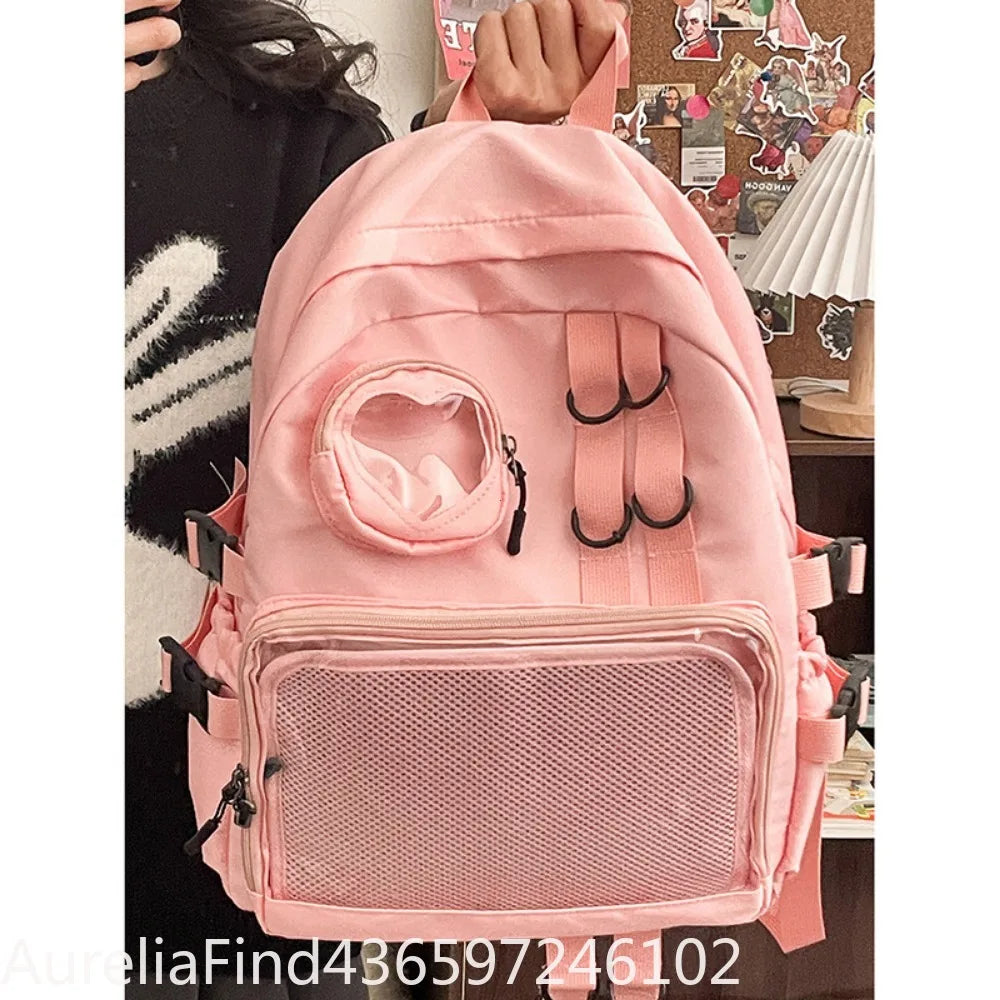 2026 New Kawaii Heart Transparent JK Itabag Backpack for Teen Girls Collage Style School Bag Women Laptop Backpack