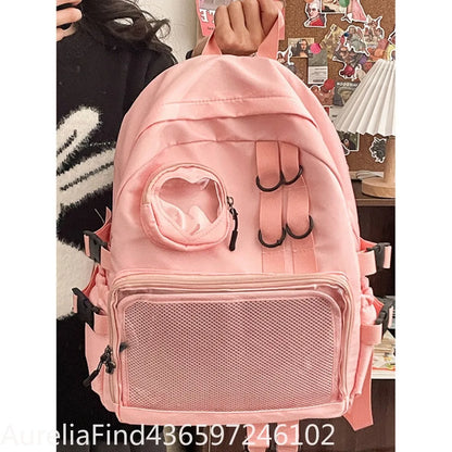 2026 New Kawaii Heart Transparent JK Itabag Backpack for Teen Girls Collage Style School Bag Women Laptop Backpack