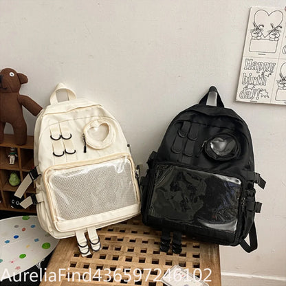 2026 New Kawaii Heart Transparent JK Itabag Backpack for Teen Girls Collage Style School Bag Women Laptop Backpack