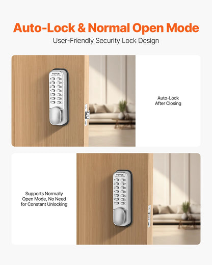 SucceBuy Mechanical Keyless Entry Door Lock 14 Key Mechanical Door Lock Mechanical Keypad Door Knob Single-Side Keyless Lock
