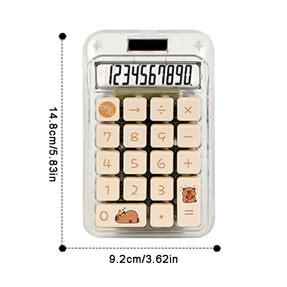 1pcs Transparent Color Solar Dual Power Calculator - Designed Cute And Compact, With Large Screen And Buttons, High-precision 10 Digit Number Capability, Suitable For Offices, Schools, And Homes