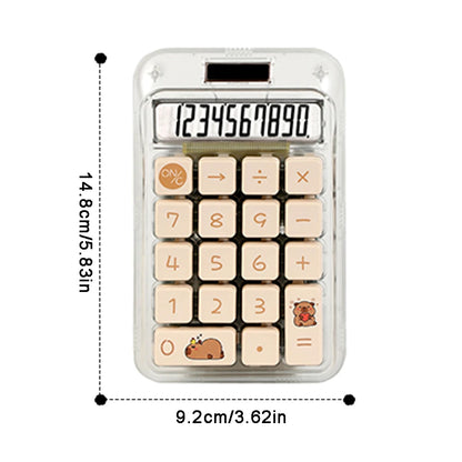 1pcs Transparent Color Solar Dual Power Calculator - Designed Cute And Compact, With Large Screen And Buttons, High-precision 10 Digit Number Capability, Suitable For Offices, Schools, And Homes