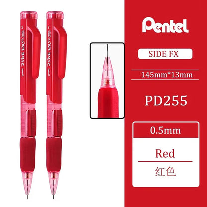 2Pcs Pentel PD255 Mechanical Pencils 0.5mm Side Extrusion Lead Eraser Head Retractable Classic Cute School Supplies Stationery Drawing Pencil Set